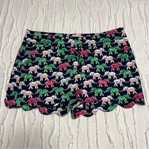 Scalloped Navy Elephant Shorts